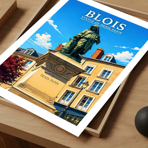 Affiche - Blois - Statue de Denis Papin - affiche blois