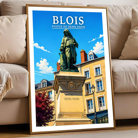 Affiche - Blois - Statue de Denis Papin - affiche blois