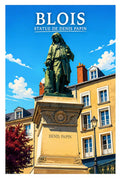 Affiche - Blois - Statue de Denis Papin - affiche blois
