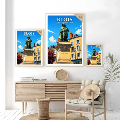 Affiche - Blois - Statue de Denis Papin - affiche blois