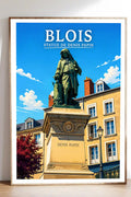 Affiche - Blois - Statue de Denis Papin - affiche blois