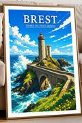 Affiche Brest Phare du Petit Minou
