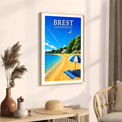 Affiche Brest Plage du Moulin Blanc