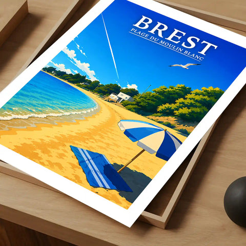 Affiche Brest Plage du Moulin Blanc
