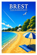 Affiche Brest Plage du Moulin Blanc