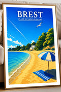 Affiche Brest Plage du Moulin Blanc