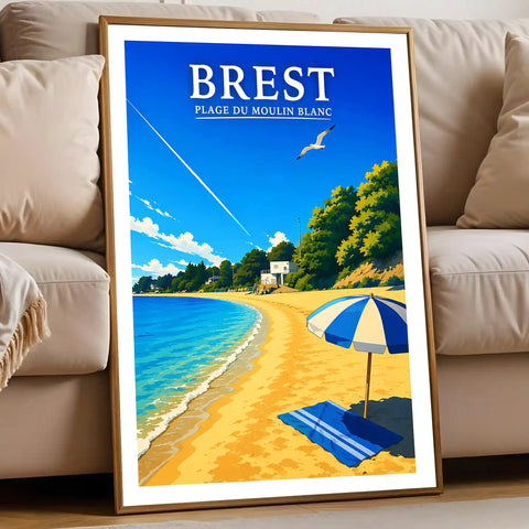 Affiche Brest Plage du Moulin Blanc
