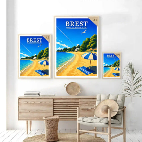 Affiche Brest Plage du Moulin Blanc