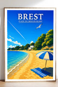 Affiche Brest Plage du Moulin Blanc
