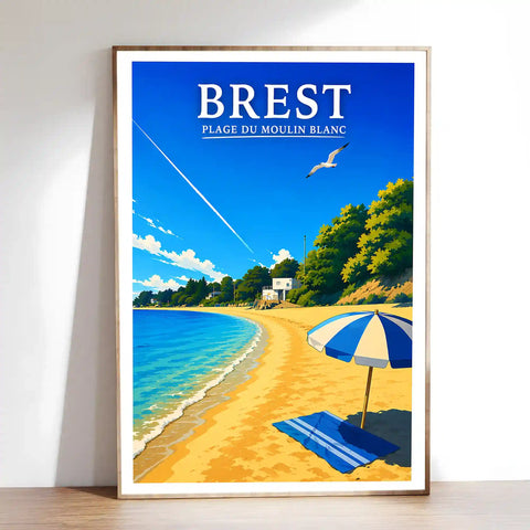 Affiche Brest Plage du Moulin Blanc