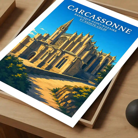 Affiche - Carcassonne - Basilique Saint-Nazaire-et-Saint-Celse - affiche carcassonne