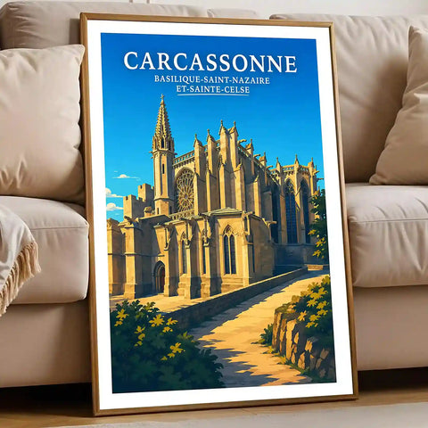 Affiche - Carcassonne - Basilique Saint-Nazaire-et-Saint-Celse - affiche carcassonne