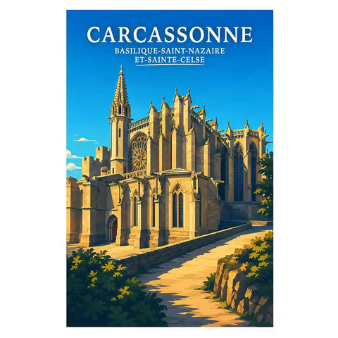 Affiche - Carcassonne - Basilique Saint-Nazaire-et-Saint-Celse