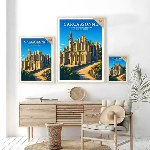 Affiche - Carcassonne - Basilique Saint-Nazaire-et-Saint-Celse - affiche carcassonne