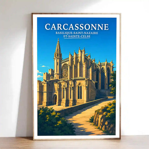 Affiche - Carcassonne - Basilique Saint-Nazaire-et-Saint-Celse - affiche carcassonne