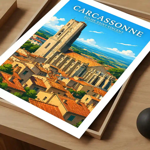 Affiche - Carcassonne - Église Saint-Vincent - affiche carcassonne