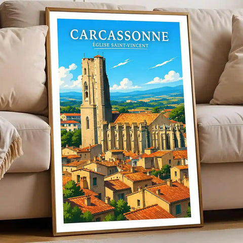 Affiche - Carcassonne - Église Saint-Vincent - affiche carcassonne