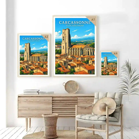 Affiche - Carcassonne - Église Saint-Vincent - affiche carcassonne