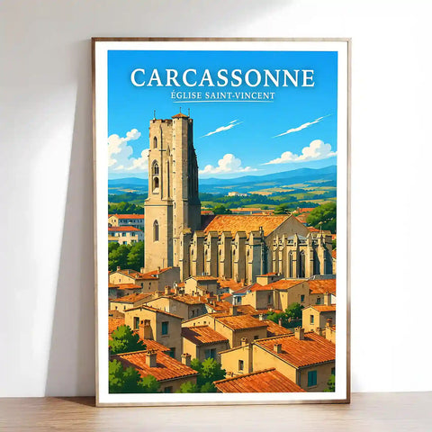 Affiche - Carcassonne - Église Saint-Vincent - affiche carcassonne