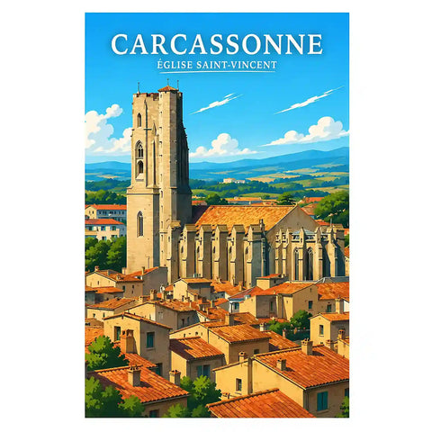 Affiche - Carcassonne - Église Saint-Vincent