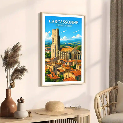Affiche - Carcassonne - Église Saint-Vincent - affiche carcassonne