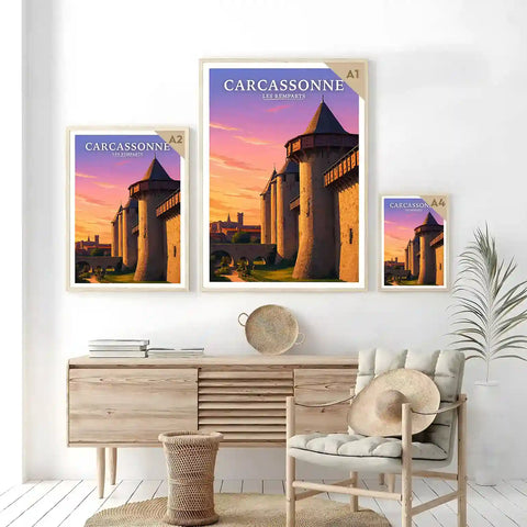 Affiche - Carcassonne - Les Remparts - affiche carcassonne
