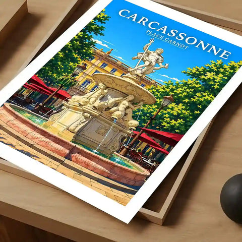 Affiche - Carcassonne - Place Carnot - affiche carcassonne