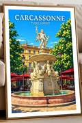 Affiche - Carcassonne - Place Carnot - affiche carcassonne
