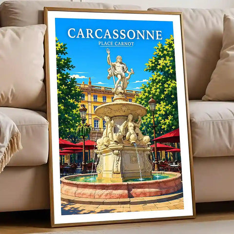 Affiche - Carcassonne - Place Carnot - affiche carcassonne