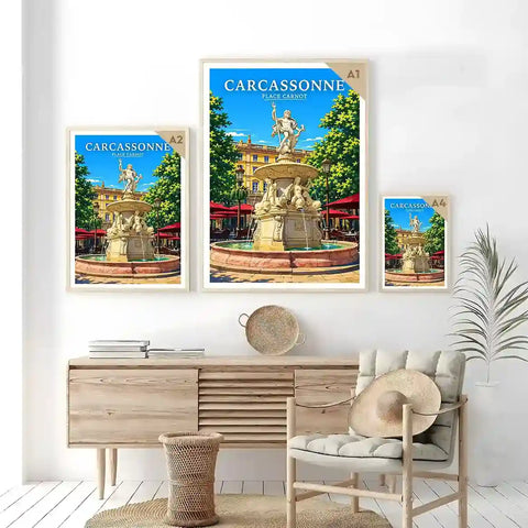 Affiche - Carcassonne - Place Carnot - affiche carcassonne