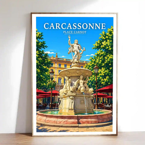 Affiche - Carcassonne - Place Carnot - affiche carcassonne