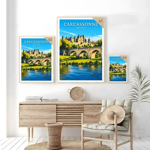 Affiche - Carcassonne - Pont Vieux - affiche carcassonne