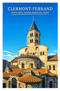 Affiche - Clermont-Ferrand - Basilique Notre-Dame-du-Port - affiche clermont-ferrand
