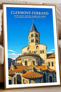 Affiche - Clermont-Ferrand - Basilique Notre-Dame-du-Port - affiche clermont-ferrand