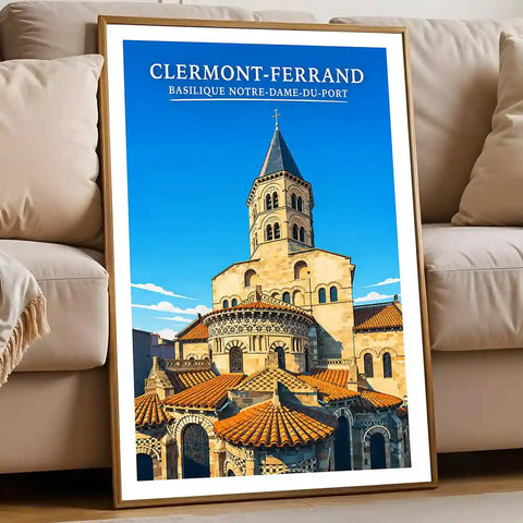 Affiche - Clermont-Ferrand - Basilique Notre-Dame-du-Port - affiche clermont-ferrand