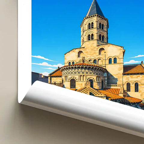 Affiche - Clermont-Ferrand - Basilique Notre-Dame-du-Port - affiche clermont-ferrand