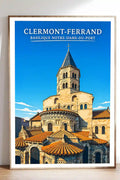 Affiche - Clermont-Ferrand - Basilique Notre-Dame-du-Port - affiche clermont-ferrand