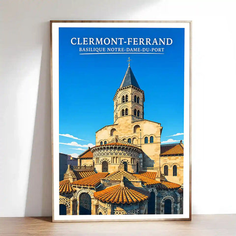 Affiche - Clermont-Ferrand - Basilique Notre-Dame-du-Port - affiche clermont-ferrand