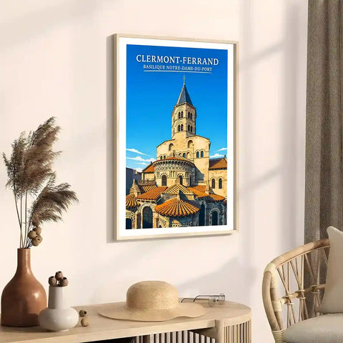 Affiche - Clermont-Ferrand - Basilique Notre-Dame-du-Port - affiche clermont-ferrand
