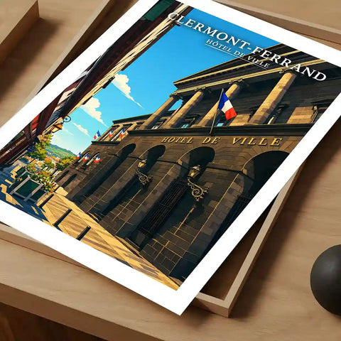 Affiche - Clermont-Ferrand - Hôtel de Ville - affiche clermont-ferrand