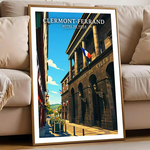 Affiche - Clermont-Ferrand - Hôtel de Ville - affiche clermont-ferrand