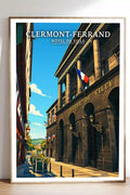 Affiche - Clermont-Ferrand - Hôtel de Ville - affiche clermont-ferrand