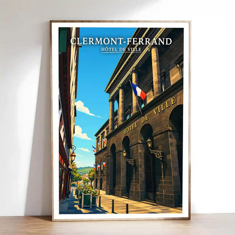 Affiche - Clermont-Ferrand - Hôtel de Ville - affiche clermont-ferrand