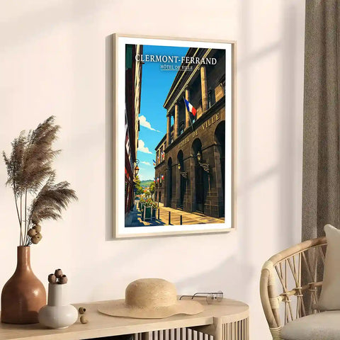 Affiche - Clermont-Ferrand - Hôtel de Ville - affiche clermont-ferrand