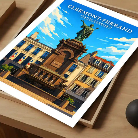 Affiche -Clermont-Ferrand - Statue d'Urbain II - affiche clermont-ferrand