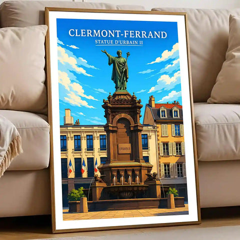Affiche -Clermont-Ferrand - Statue d'Urbain II - affiche clermont-ferrand
