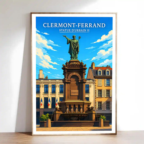 Affiche -Clermont-Ferrand - Statue d'Urbain II - affiche clermont-ferrand