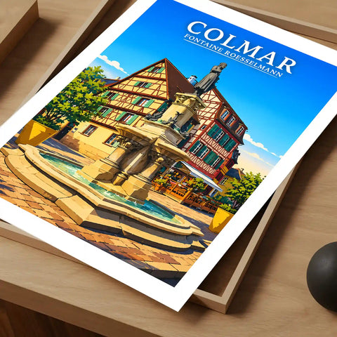 Affiche - Colmar - Fontaine Roesselmann - affiche colmar