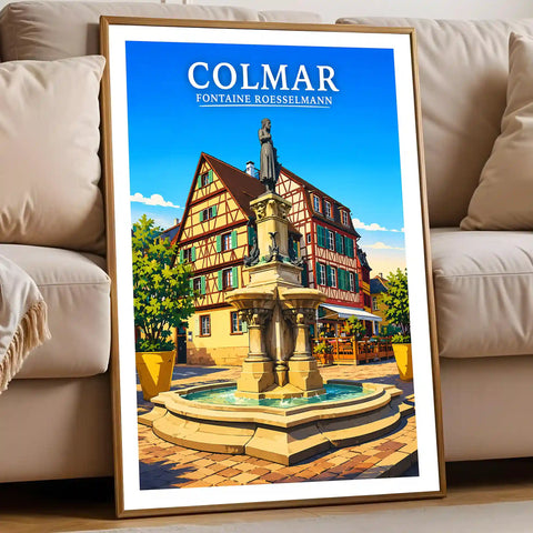 Affiche - Colmar - Fontaine Roesselmann - affiche colmar
