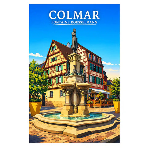 Affiche - Colmar - Fontaine Roesselmann - affiche colmar